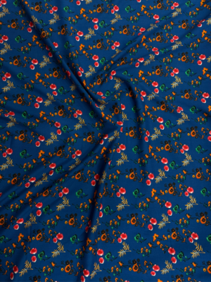 Dark Royal Blue Floral Linen Boski