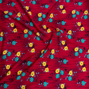 Crimson Red Floral Linen Boski