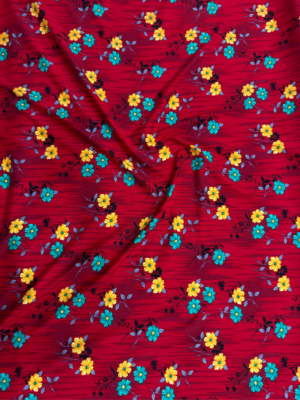 Crimson Red Floral Linen Boski