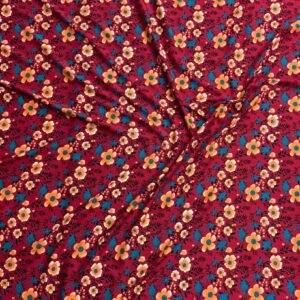 Retro Red Floral Linen Boski