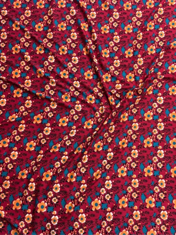 Retro Red Floral Linen Boski