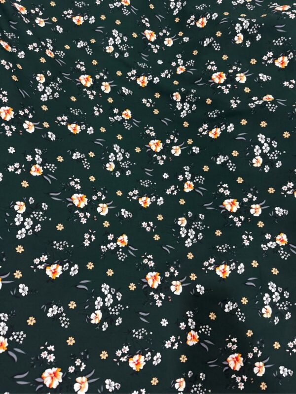 5 Dark Green Floral Linen Boski