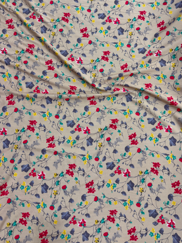 Light Beige Floral Linen Boski