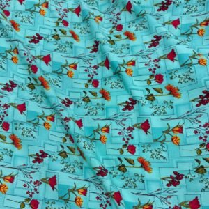 Aqua Green Floral Linen Boski