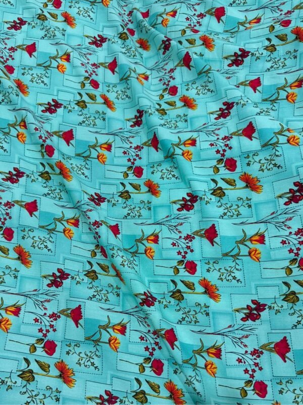 Aqua Green Floral Linen Boski