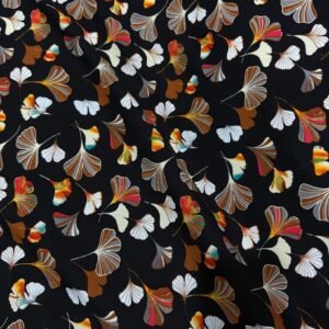 65 Classic Black Leaves Floral Linen Boski
