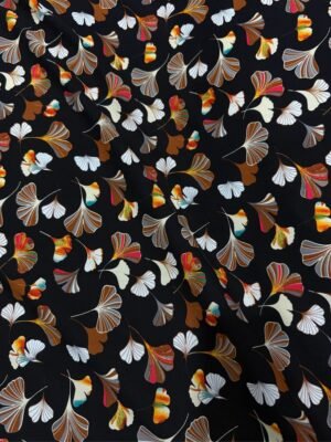 Classic Black Leaves Floral Linen Boski
