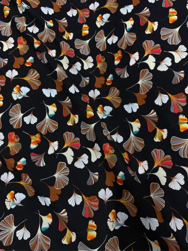 65 Classic Black Leaves Floral Linen Boski