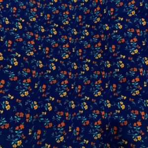 Navy Blue Floral Linen Boski