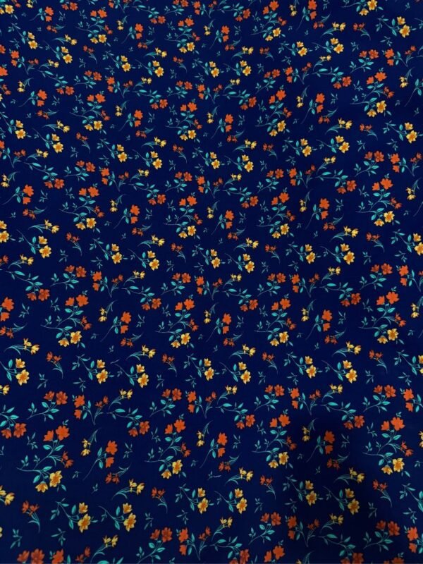 Navy Blue Floral Linen Boski