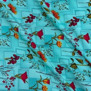 Aqua Green Floral Linen Boski