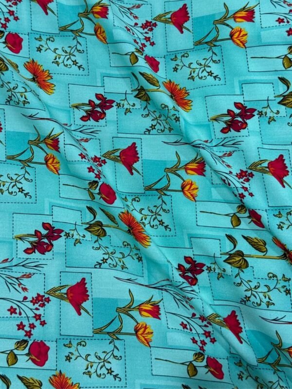 Aqua Green Floral Linen Boski