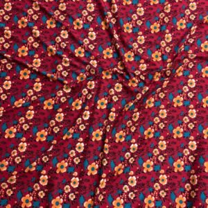 Retro Red Floral Linen Boski
