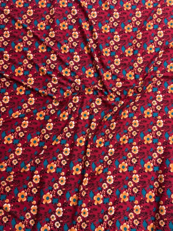 Retro Red Floral Linen Boski