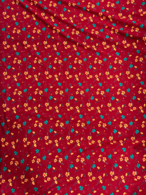 76 Reddish Maroon Floral Linen Boski