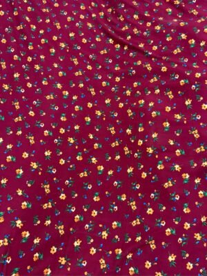 77 Maroon Floral Linen Boski