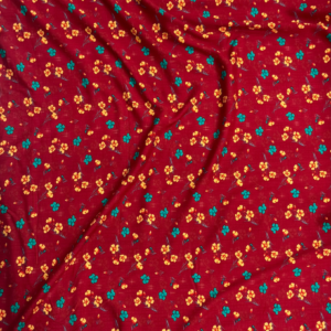 Reddish Maroon Floral Linen Boski