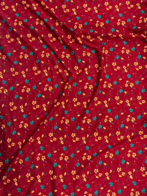 Reddish Maroon Floral Linen Boski