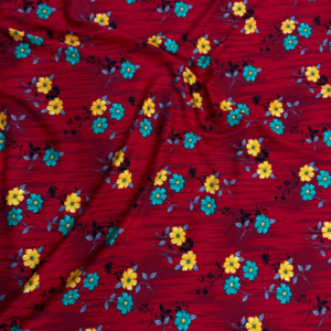 Crimson Red Floral Linen Boski
