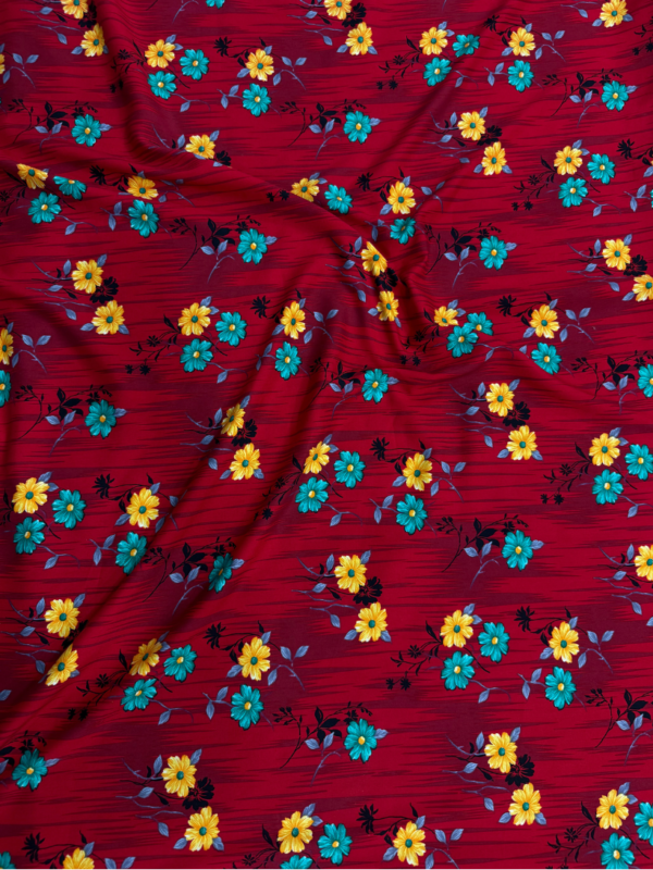 Crimson Red Floral Linen Boski
