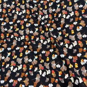 878 Classic Black Leaves Floral Linen Boski