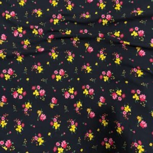 Black Small Floral Linen Boski