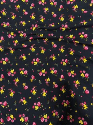 Black Small Floral Linen Boski