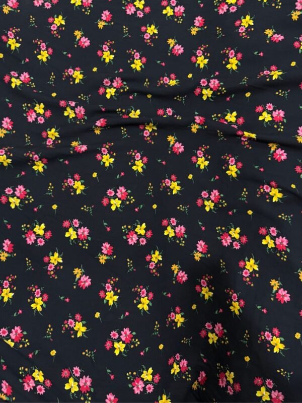Black Small Floral Linen Boski
