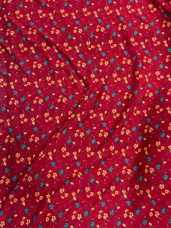 Reddish Maroon Floral Linen Boski