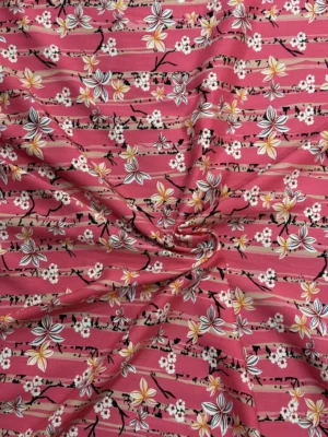3 Pink Stripe Floral Linen Boski