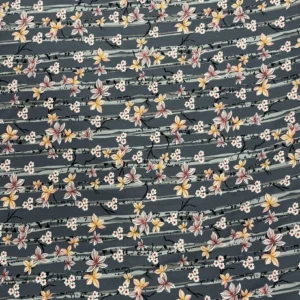 3 Slate Grey Stripe Floral Linen Boski
