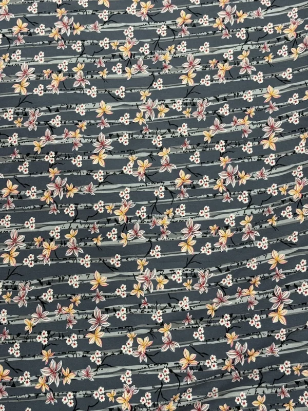 3 Slate Grey Stripe Floral Linen Boski