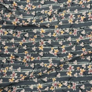 3 Slate Grey Stripe Floral Linen Boski