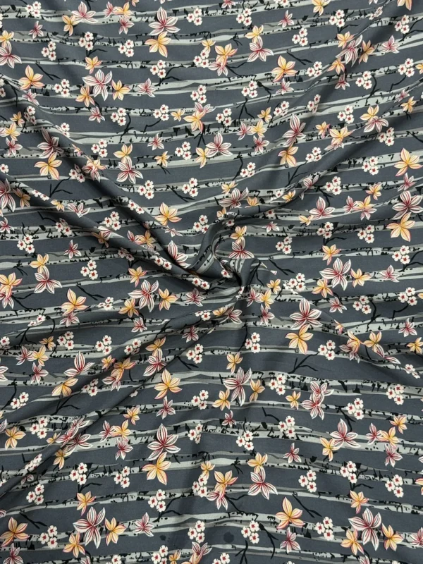 3 Slate Grey Stripe Floral Linen Boski
