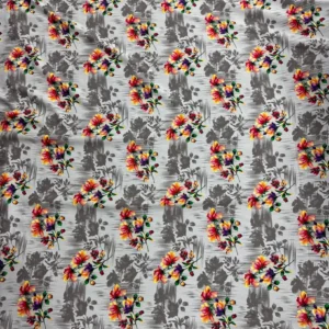 Light Grey Bunch Floral Linen Boski