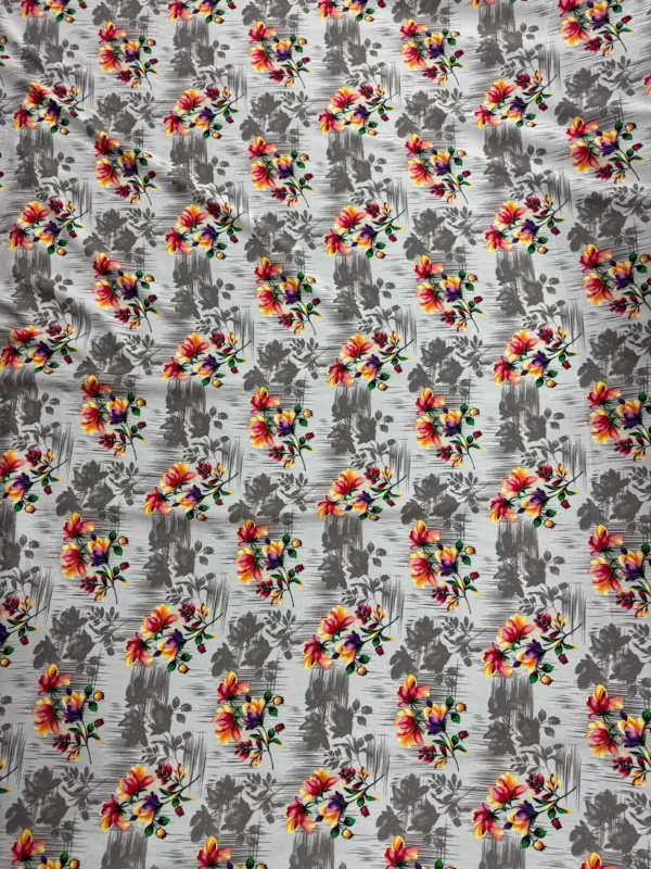 Light Grey Bunch Floral Linen Boski
