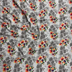 Light Grey Bunch Floral Linen Boski