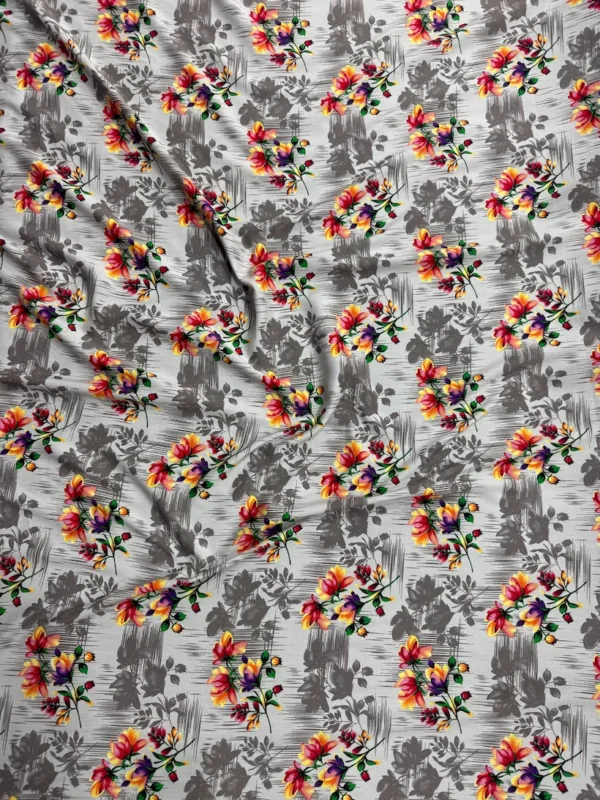 Light Grey Bunch Floral Linen Boski