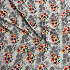 Light Grey Bunch Floral Linen Boski