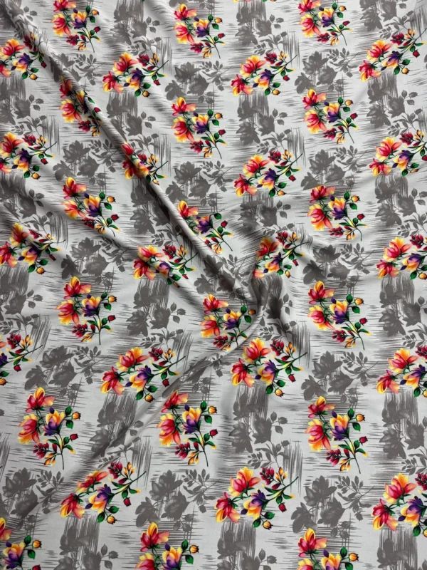 Light Grey Bunch Floral Linen Boski