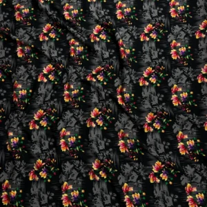 Black Bunch Floral Linen Boski