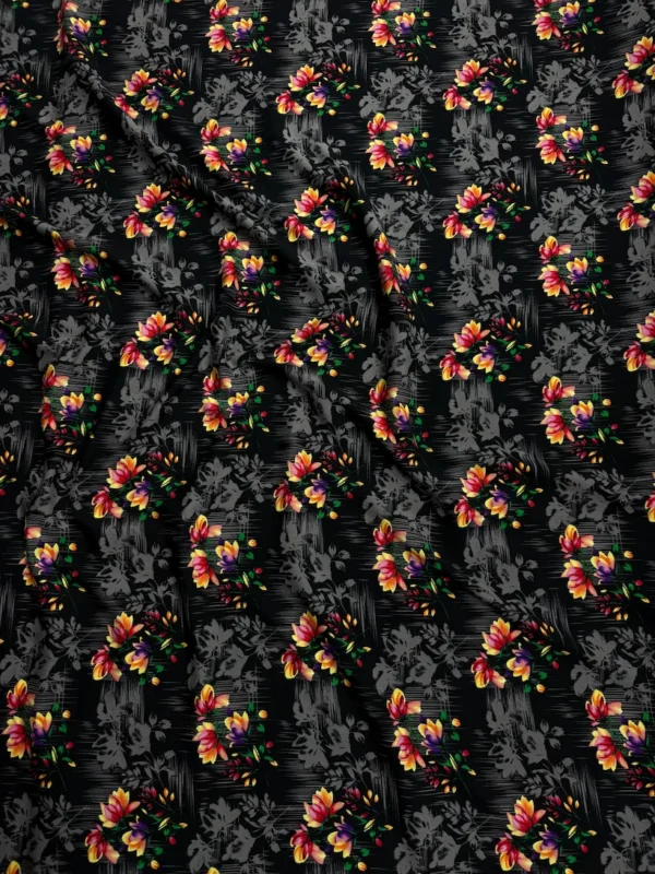 Black Bunch Floral Linen Boski