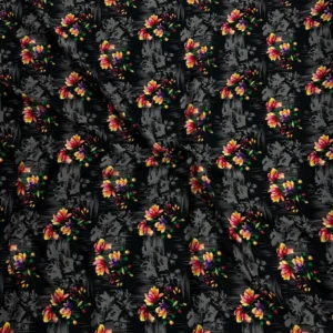 Black Bunch Floral Linen Boski