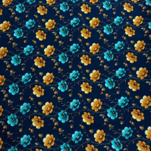 Navy Blue Floral Linen Boski