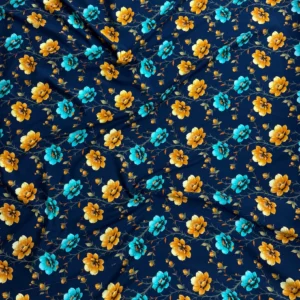 Navy Blue Floral Linen Boski