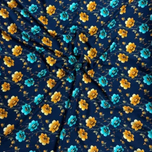 Navy Blue Floral Linen Boski