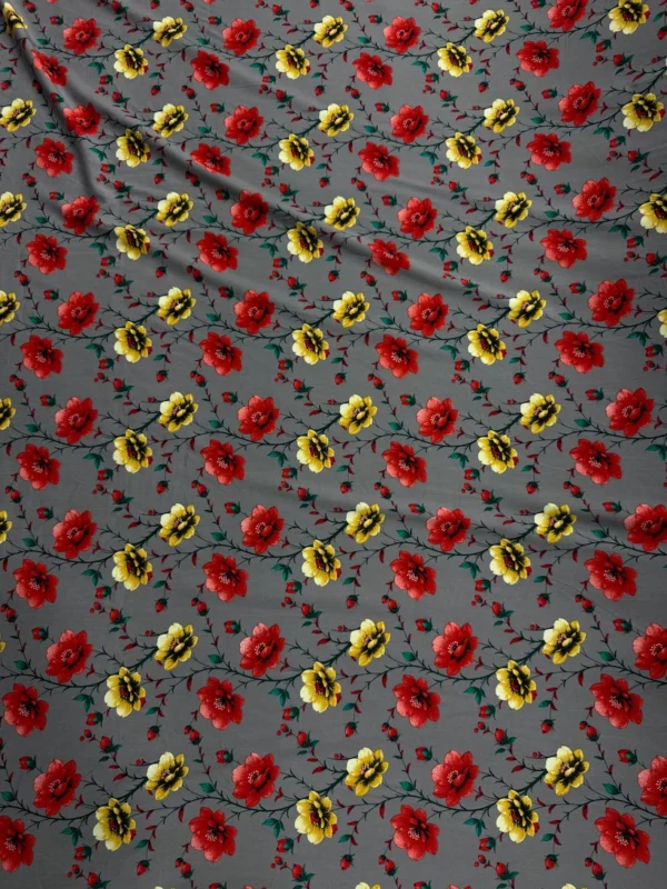 Grey Floral Linen Boski