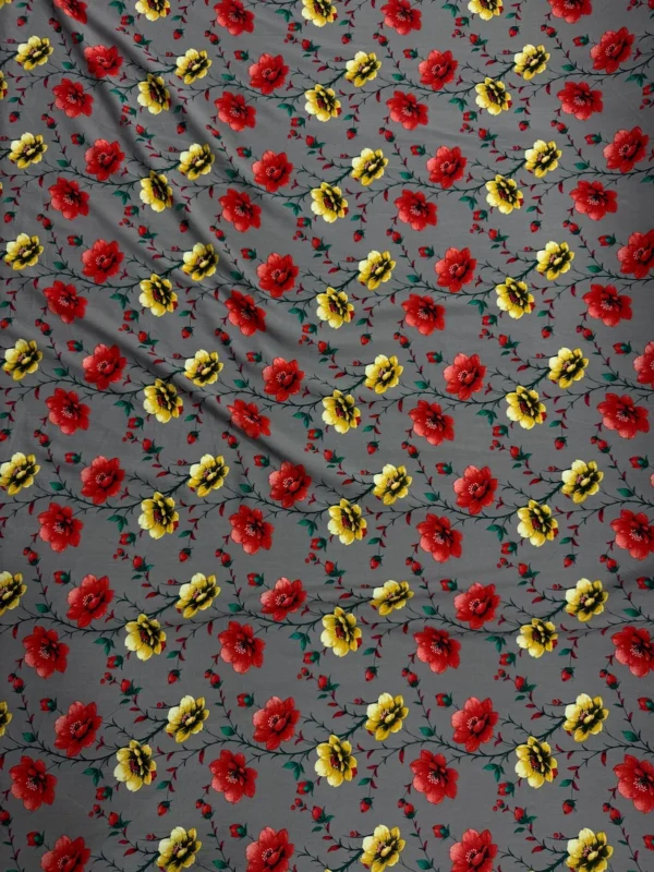 Grey Floral Linen Boski