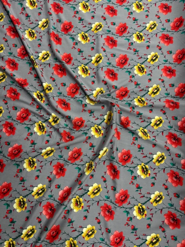 Grey Floral Linen Boski