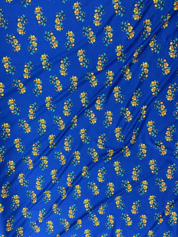 Royal Blue Floral Linen Boski